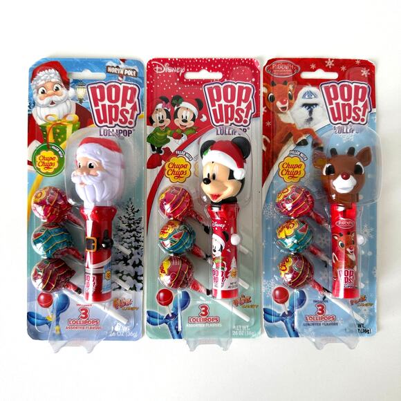 Flix Candy Christmas Pop Ups Lollipop Dispenser and 3 Chupa Chups Bundle - Picture 1 of 4